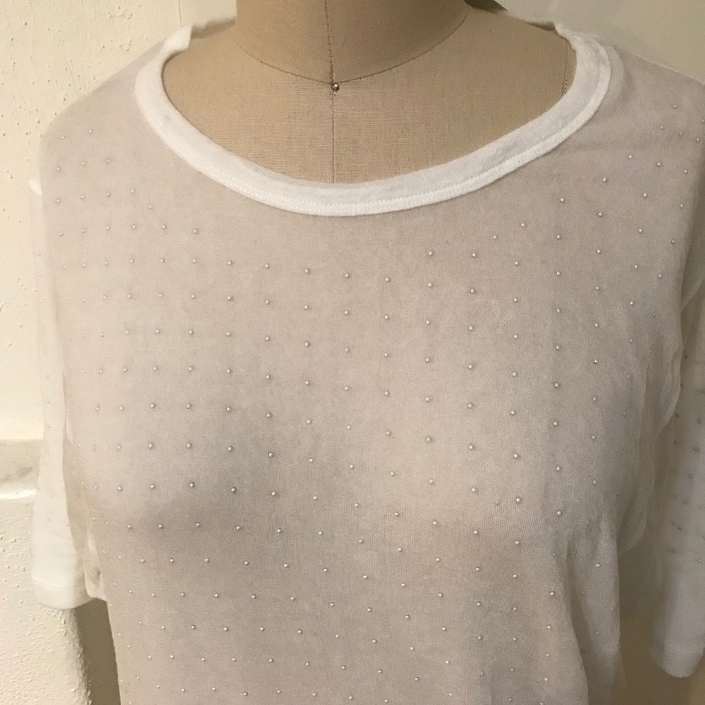 IRO Sheer Embellished Short Sleeve Top